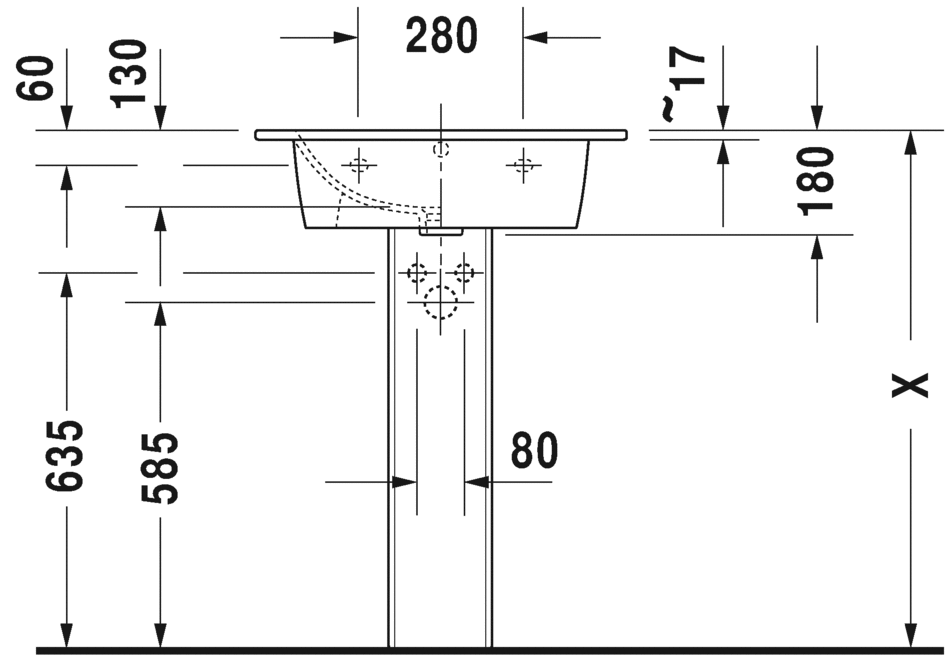 Раковина Duravit Me by Starck 2336630060 с без отверстия под смеситель, с переливом,  белая