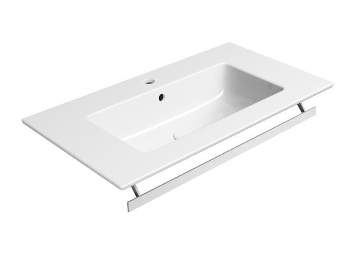 Раковина накладная/подвесная GSI PURA 8885111 820 мм х 460 мм, с отверстием под смеситель, с переливом, цвет белый глянцевый