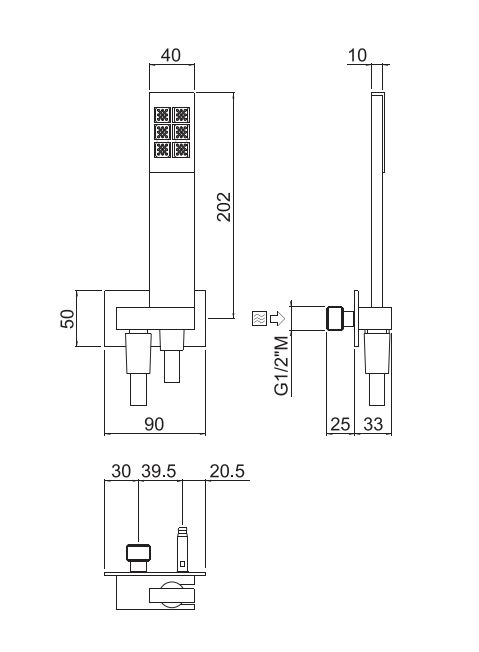 Душевой набор CARIMALI DOCCIA 66710-CR с ручным душем, держателем и шлангом, хром