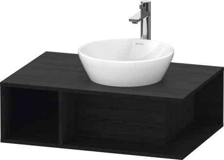 Тумба подвесная под раковину DURAVIT D-Neo DE495801616 800 мм х 550 мм, с консолью, с открытой полкой слева, чёрный дуб