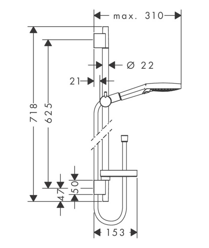 Душевой набор Hansgrohe Raindance Select S 120 3jet 27654000 со штангой 65 см, хром