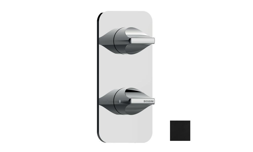 Наружная часть термостата HighFlow BOSSINI Apice Z035202.073 с цельной панелью, чёрный матовый
