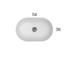 Раковина - чаша накладная GLOBO T-EDGE B6O54BI 540 мм х 360 мм, без отверстия под смеситель, без перелива, белая глянцевая