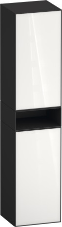 Шкаф-пенал высокий 2 дверцы, петли справа DURAVIT ZENCHA ZE1353R64800000 360 мм х 400 мм х 1900 мм, стекло белое/графит суперматовый