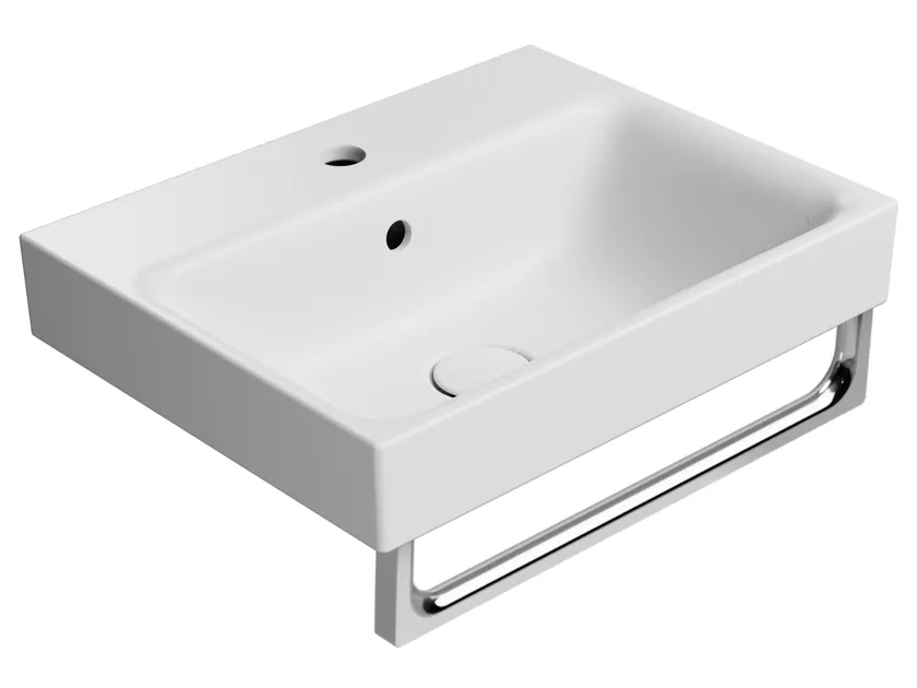 Раковина накладная/подвесная GSI NUBES 9682109 500 мм х 400 мм, с отверстием под смеситель, с переливом, белая матовая