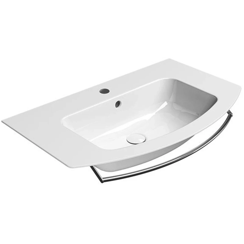 Раковина накладная/подвесная GSI PURA 8826111 820 мм х 490 мм, с отверстием под смеситель, с переливом, белый глянцевый