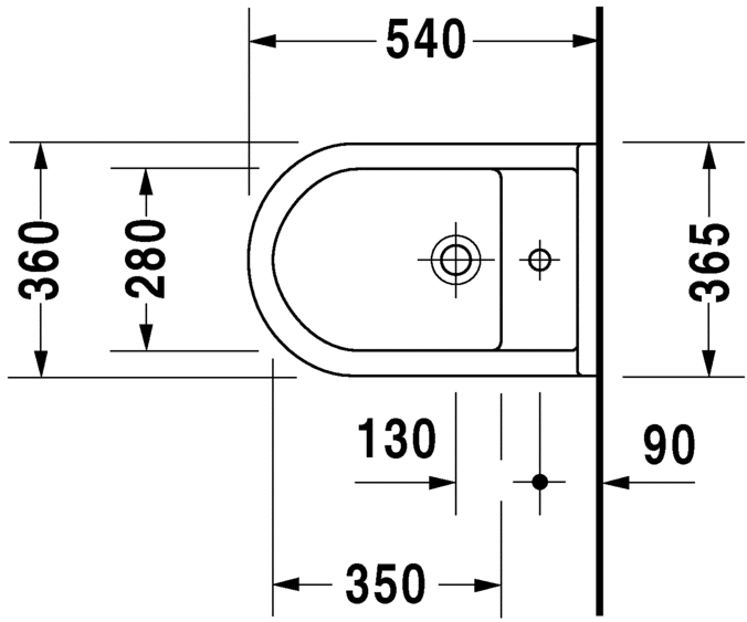 Подвсеное биде Duravit Starck 3 2280150000 с переливом, с креплением, белое
