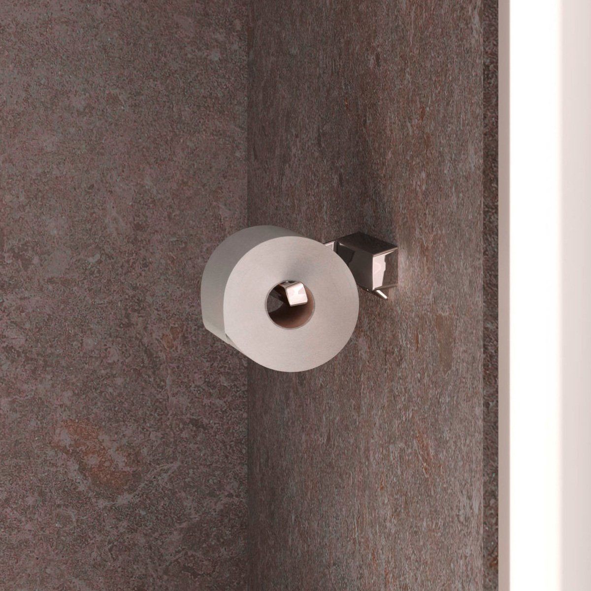 Держатель туалетной бумаги открытой формы KEUCO AVENO 14662 010000 с роликовым тормозом, с клеевым комплектом, цвет Хром