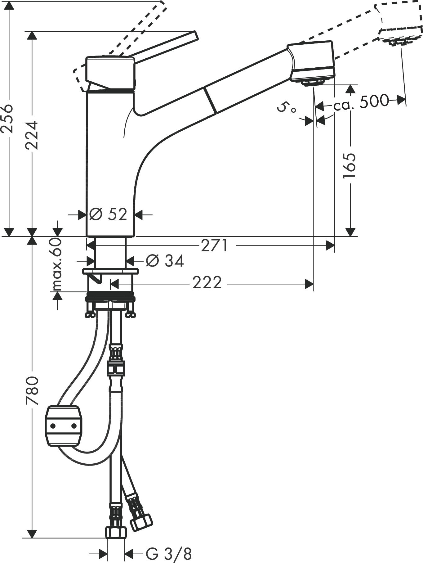 Смеситель Hansgrohe Talis S 32841000 для кухонной мойки с вытяжным душем (изделие снято с производства)