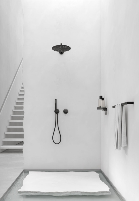 Смеситель однорычажный для душа KEUCO IXMO 59551 379501 с круглой розеткой, чёрный матовый