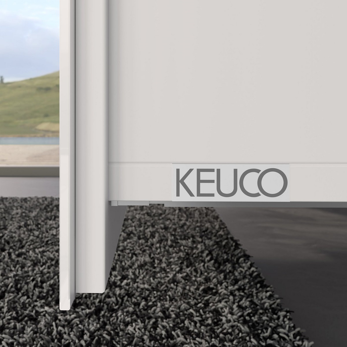 Тумба подвесная под раковину KEUCO X-Line  33173 300000 1000 x 605 x 490 мм, c 2 выдвижными ящиками, корпус ламинированный матовый белый, фасад стекло белый глянцевый