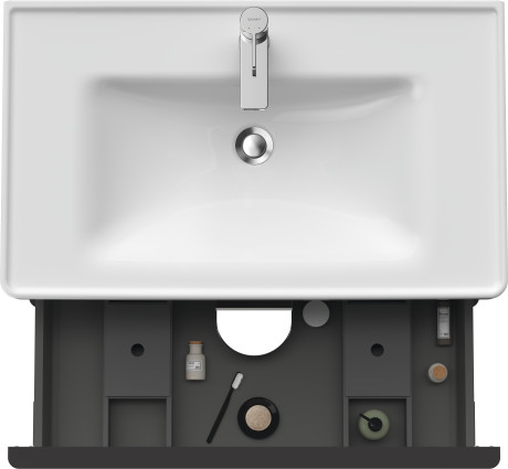 Тумба подвесная под раковину DURAVIT D-Neo DE435500707 784 мм х 452 мм, с выдвижным ящиком и выдвижным отделением, бетонно-серый матовый
