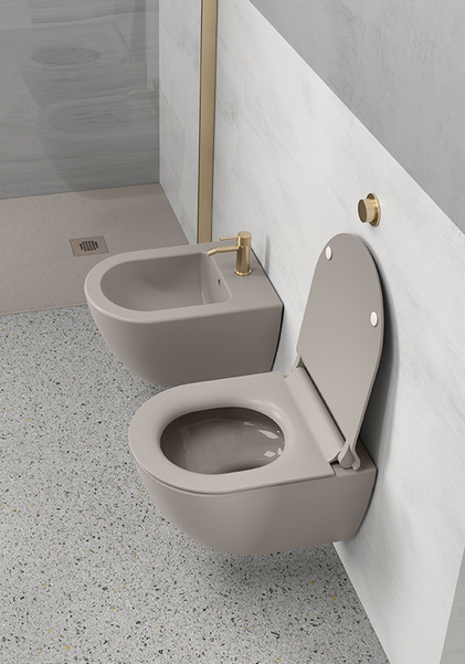 Биде подвесное GSI PURA 8864FR2126 500 мм х 360 мм, с отверстием под смеситель, с переливом, с креплением, цвет Чёрный матовый Ardesia