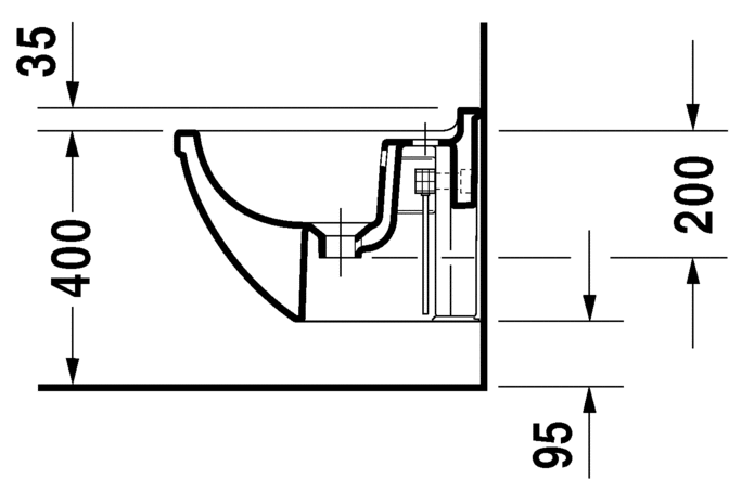 Подвсеное биде Duravit Starck 3 2281150000 с переливом, с креплением, белое