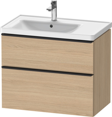 Тумба подвесная под раковину DURAVIT D-Neo DE435703030 784 мм х 452 мм, с выдвижным ящиком и выдвижным отделением, натуральный дуб