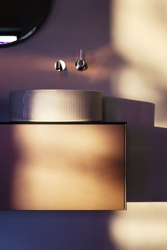 Тумба подвесная   Laufen  Sonar   4.0542.4.034.041.1   118 см под 2 раковины-чаши  8.1234.0/1/2/3, вырез слева и справа, 1 ящик, цвет Copper (медь)