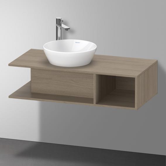 Тумба подвесная под раковину слева DURAVIT D-Neo DE491903535 1000 мм х 480 мм, с открытой боковой полкой справа и консолью, дуб терра