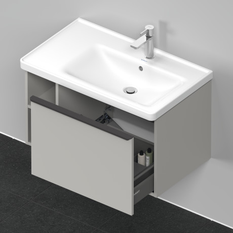 Тумба подвесная под раковину DURAVIT D-Neo DE425700707 784 мм х 452 мм, с выдвижным ящиком и открытой боковой полкой, бетонно-серый матовый