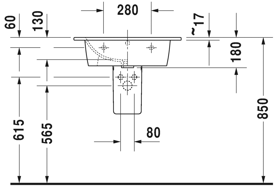 Раковина Duravit Me by Starck 2336630060 с без отверстия под смеситель, с переливом,  белая