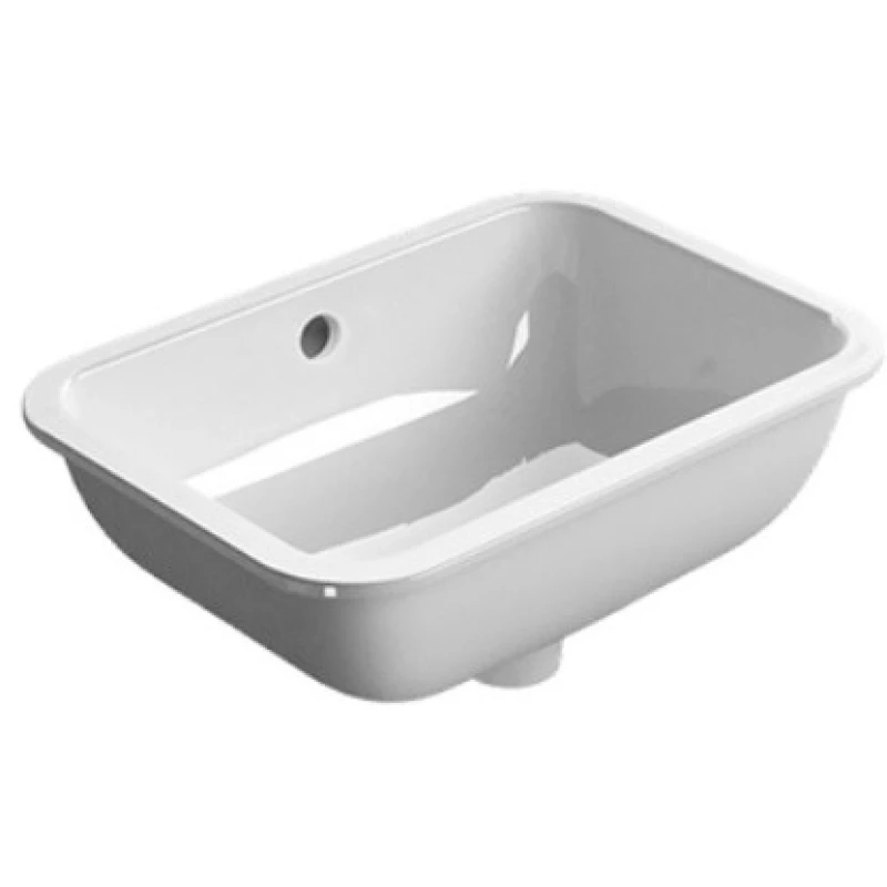 Раковина встраиваемая снизу GSI PURA 724711 500 мм х 350 мм, без отверстия для смесителя, с переливом, белый глянцевый
