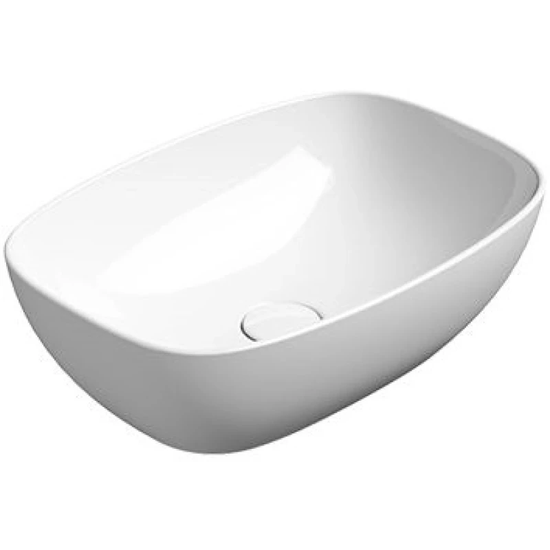 Раковина-чаша накладная овальная GSI NUBES 978411 500 мм х 350 мм, без отверстия под смеситель, без перелива, цвет Белый глянцевый