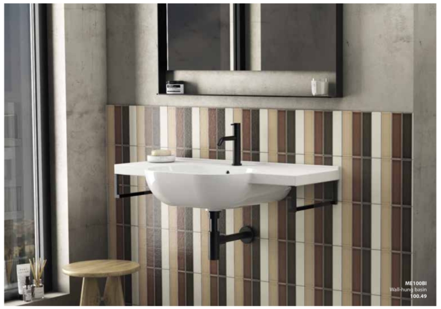 Раковина подвесная GLOBO MODE ME100BI 1000 мм х 490 мм х 200 мм, c отверстием под смеситель, с переливом, белая глянцевая