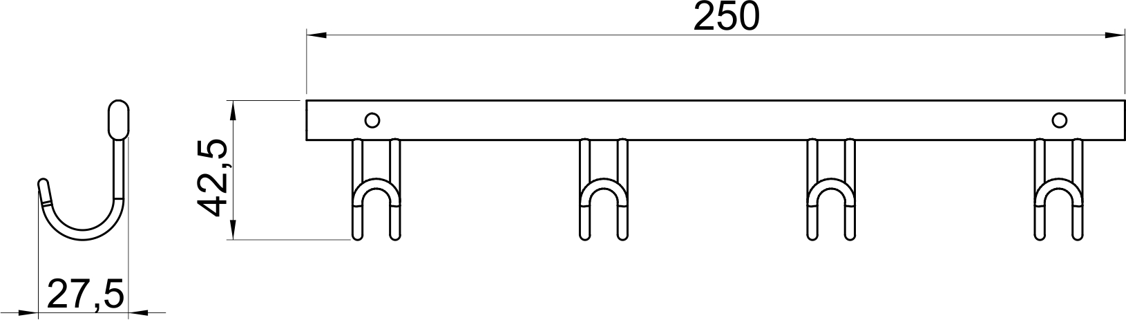 Крючок четверной Novaservis Metalia Wire programme 6043.0 хром