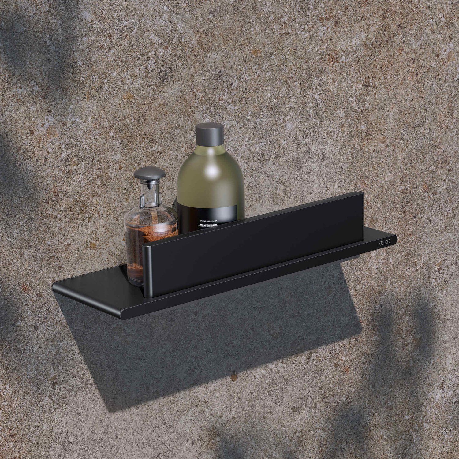 Полочка для душа KEUCO AVENO 14659 370000 со встроенным стеклоочистителем, с клеевым комплектом, цвет Чёрный матовый