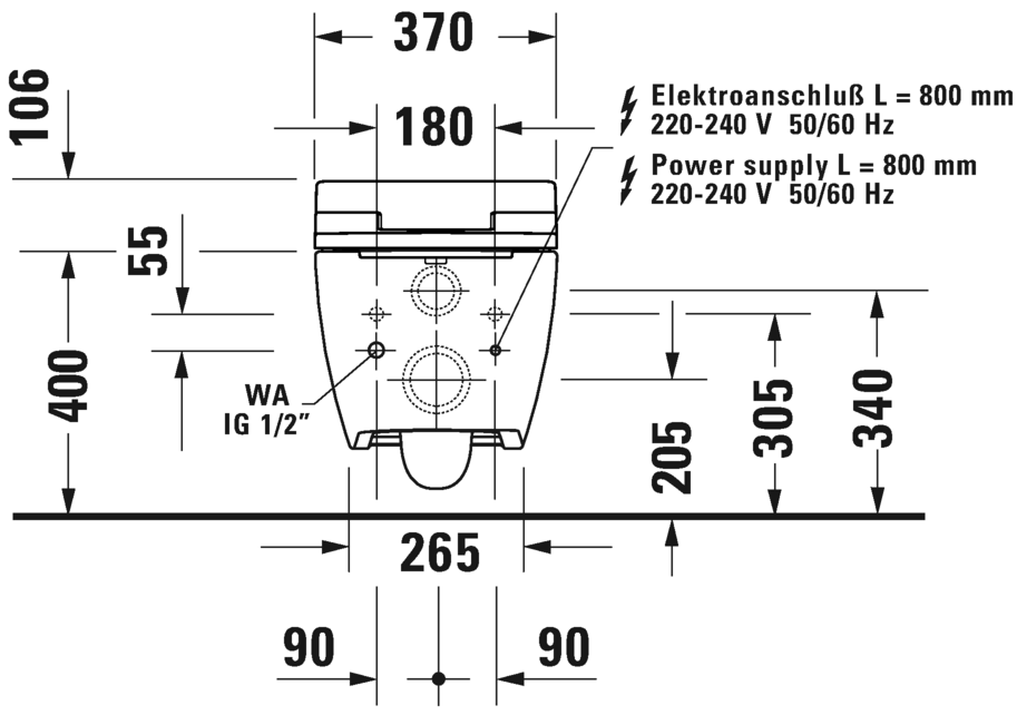 Подвесной унитаз Duravit  Viu  2511590000  57 см для SensoWash, безободковый (Rimless)