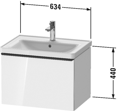 Тумба подвесная под раковину DURAVIT D-Neo DE425402222 634 мм х 452 мм, с одним выдвижным ящиком, белый глянцевый