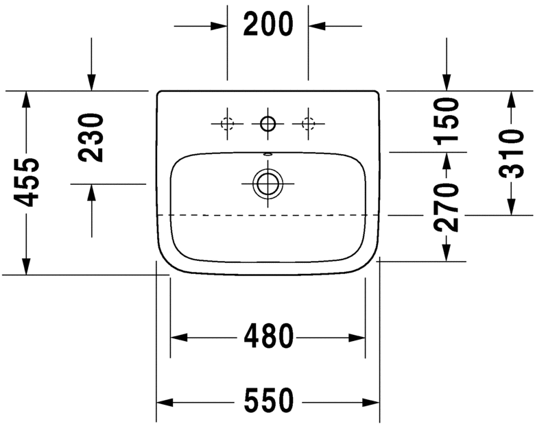 Раковина встраиваемая до половины Duravit Durastyle 0375550000 55х45см