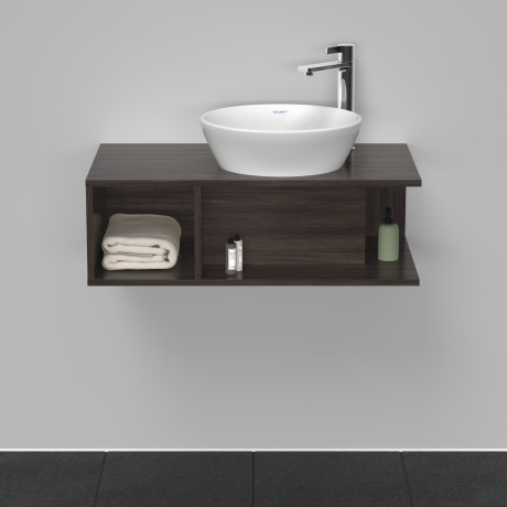 Тумба подвесная под раковину DURAVIT D-Neo DE493805353 800 мм х 480 мм, с консолью, с открытой полкой слева, каштан тёмный