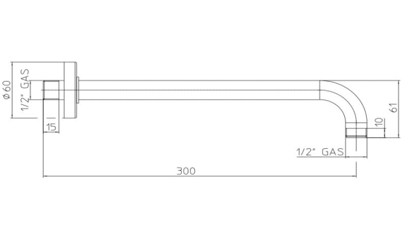 Душевой кронштейн настенный BOSSINI Shower arms H19000G.073 длина 300 мм, цвет Черный матовый
