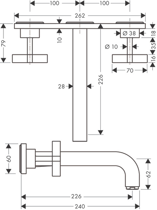 Смеситель для раковины AXOR Citterio 39144000 настенный хром