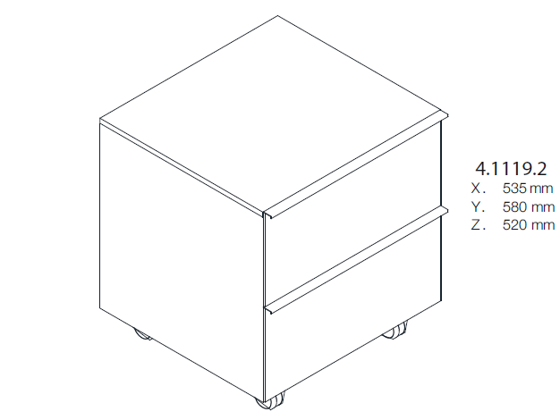 Тумба напольная выкатная  на колесиках  Laufen  Space 4.1119.2.160.100.1, 535х520х580 мм, 2 ящика,  цвет белый матовый, ручки светлый алюминий