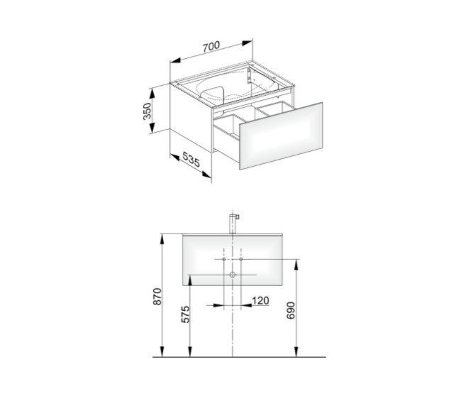 Тумба подвесная под раковину KEUCO EDITION 11 31341 140000 с одним выдвижным фронтом, корпус матовый лак/фасад глянцевое стекло, трюфель