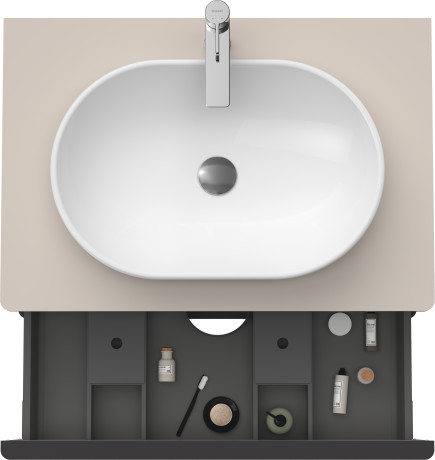 Тумба подвесная под раковину DURAVIT D-Neo DE496709191 800 мм х 550 мм, с консолью, с двумя выдвижными ящиками, серо-коричневый матовый