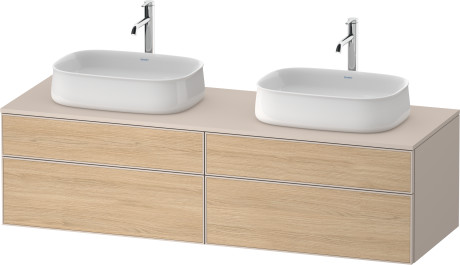 Тумба подвесная под две раковины DURAVIT ZENCHA ZE4825B30840000 550 мм х 1600 мм х 442 мм, с 4 выдвижными ящиками, натуральный дуб/белый суперматовый