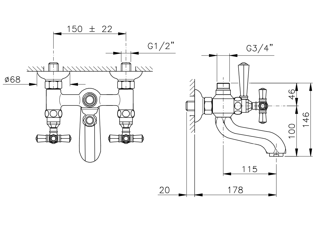 Смеситель для ванны под душевую стойку NICOLAZZI TEIDE 1900CR05 Хром