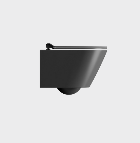 Унитаз подвесной GSI KUBE X 9412FR526 500 мм х 360 мм, c Genius Flush, с крепежом, цвет Чёрный матовый Ardesia