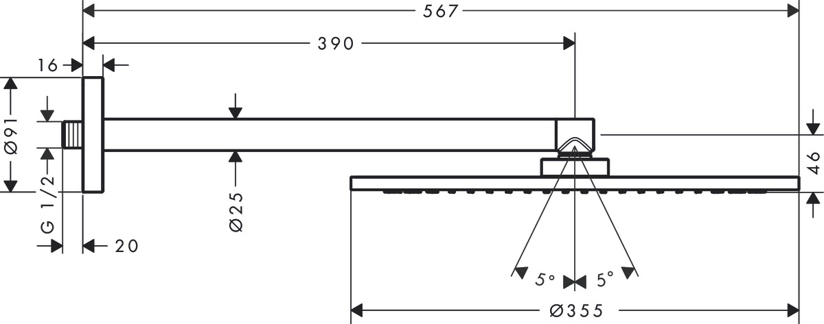 Верхний душ AXOR Showers 26034000 Хром