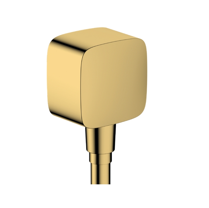 Шланговое подсоединение квадратное HANSGROHE FixFit 26457990 с клапаном обратного тока, цвет Полированное золото