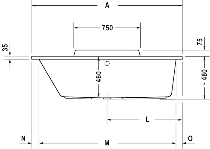 Акриловая встраиваемая ванна Duravit DuraStyle 700292000000000 1600 х 700