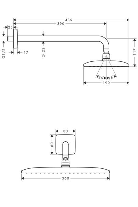Верхний душ Hansgrohe Raindance E Air 27376000 с держателем хром