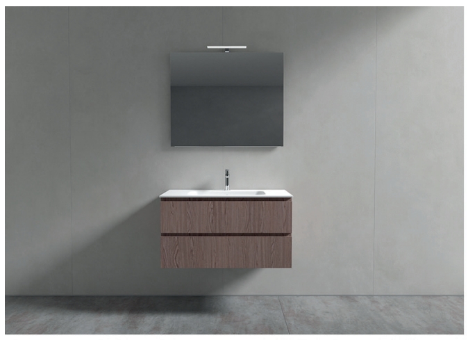 Комплект мебели для ванной комнаты BMT GALAXY GA-95B  1210х1900х504 мм  тумба, раковина, зеркало, цвет Nespola/Ceramica Bianco Lucido