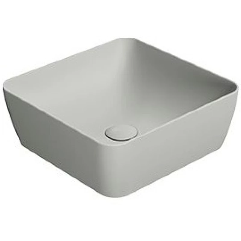 Раковина накладная квадратная GSI NUBES 903817 380 мм х 380 мм, без отверстия под смеситель, цвет Cenere Matte