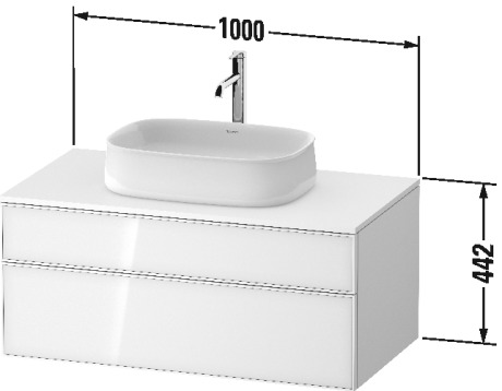 Тумба подвесная с вырезом под раковину DURAVIT ZENCHA ZE4821030840000 550 мм х 1000 мм х 442 мм, с 2 выдвижными ящиками, натуральный дуб/белый суперматовый