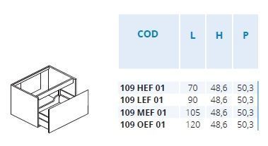 Тумба подвесная под раковину BMT Mars 933 109 HEF 01 50  700х486х503 мм, цвет белый глянцевый