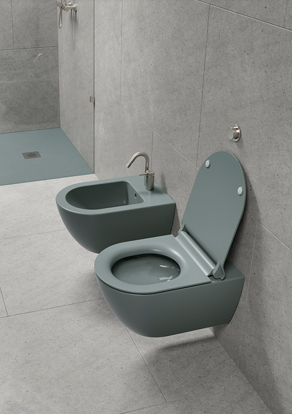 Биде подвесное GSI PURA 8864FR2126 500 мм х 360 мм, с отверстием под смеситель, с переливом, с креплением, цвет Чёрный матовый Ardesia