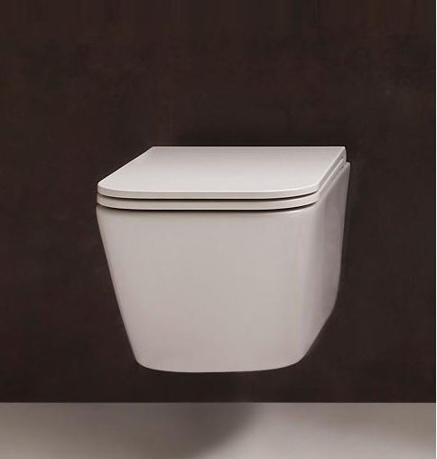 Унитаз подвесной безободковый укороченный GLOBO STONE STS07BI 370 мм х 450 мм, с креплением, белый глянцевый